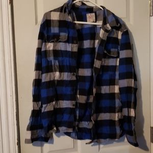 American Eagle Blue Black and White Flannel